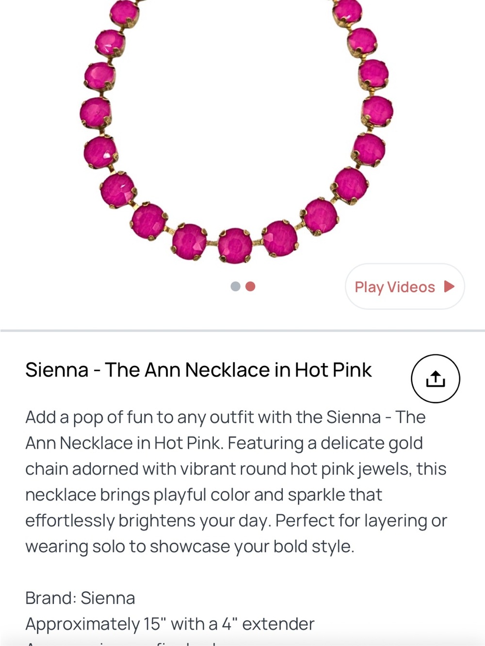 Ann Necklace — Hot Pink Gem Station Necklace